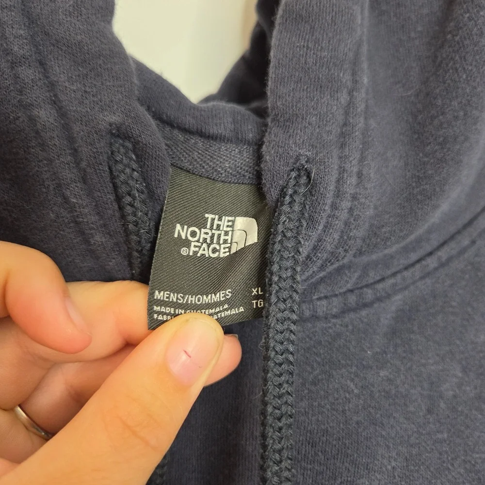 The North Face Mens XL Bear Graphic Hoodie Navy Blue Pullover Sweatshirt Fleece